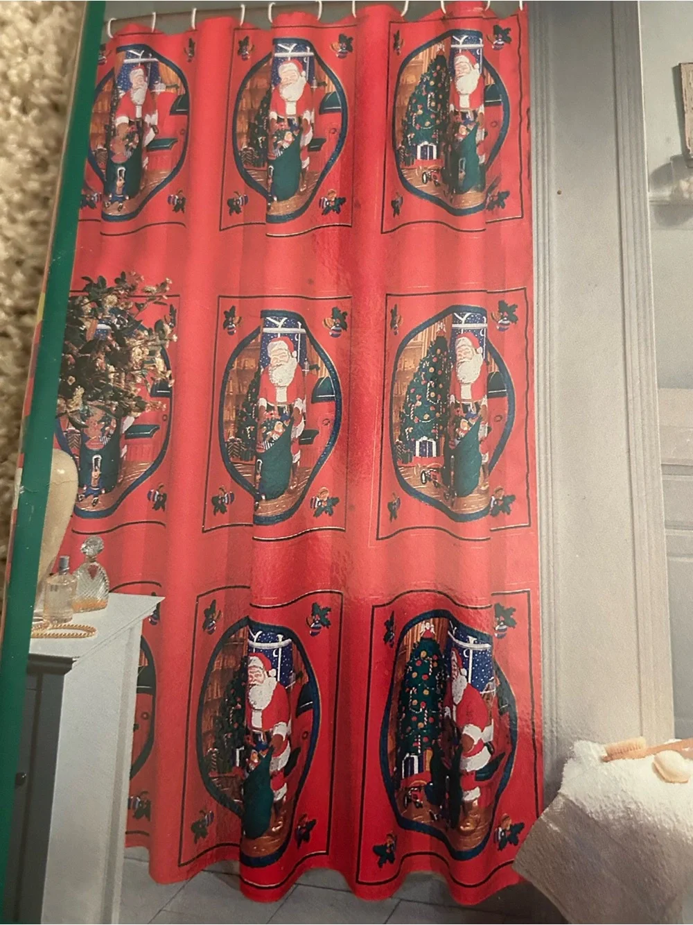 'Santa All Over' Christmas Fabric Shower Curtain